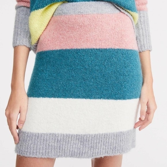 Lou & Grey for Loft Alpaca Wool Blend Striped Sweater Skirt - Picture 1 of 6